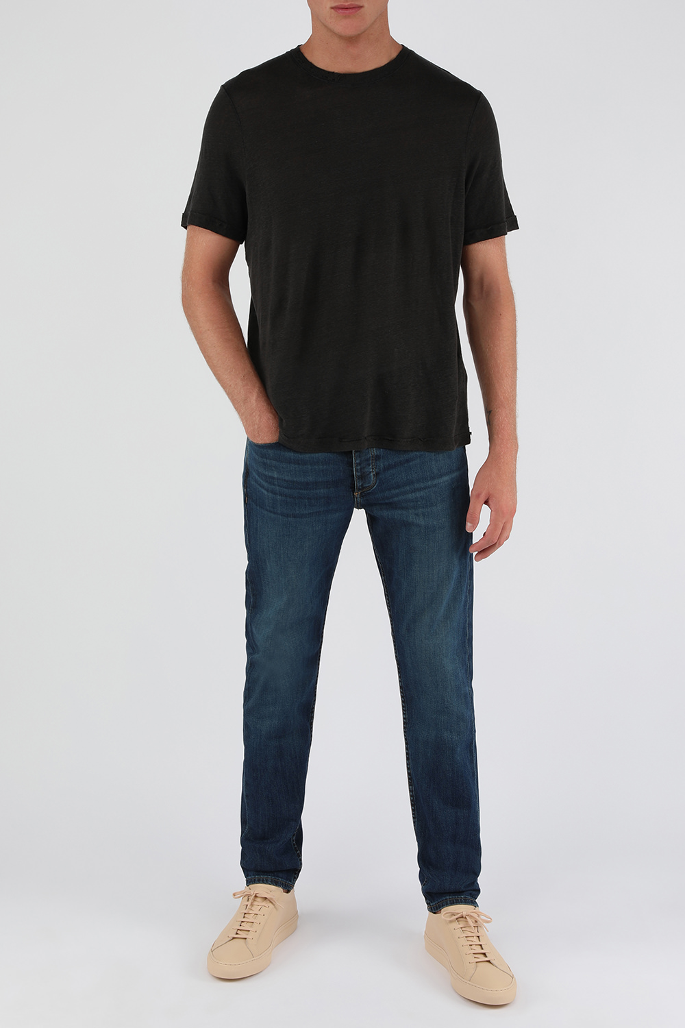 חולצת טי מפשתן עם פרמים